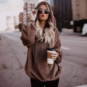 Fuzzy Fleece Pullover Jacket Outwear Sweat Tops